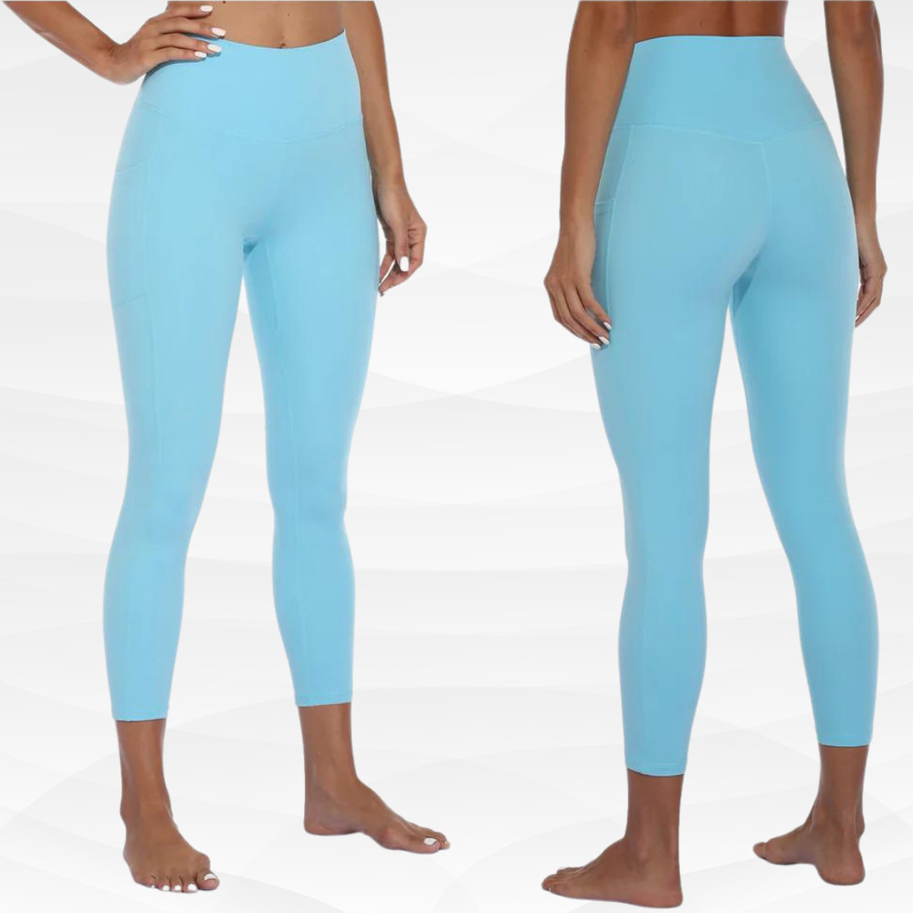 NWOT Colorfulkoala Pocket Brushed Leggings 25" Baby Blue Size L